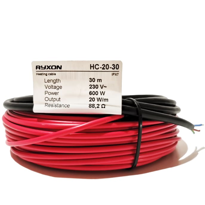 Нагрівальний кабель під плитку Ryxon HC-20 Вт / 3.5 мм / Латвія